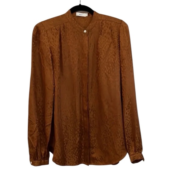 A.L.C. Owens silk jacquard blouse button front long sleeve excellent Size 8 - Picture 1 of 8